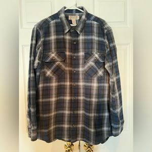 Duluth Burlyweight Flannel XL Tall Trim Fit Blue/Grayish Olive Green Plaid
